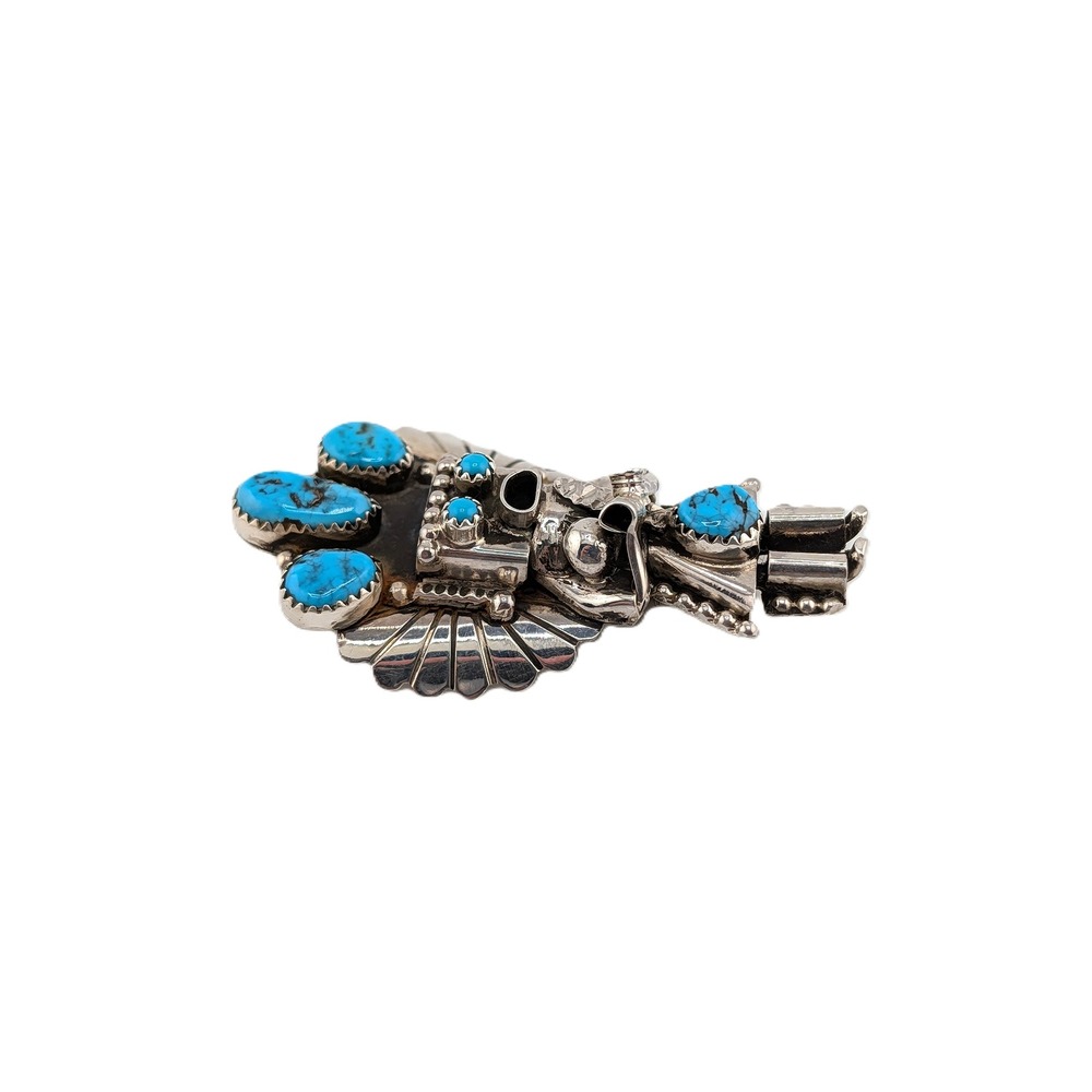 Navajo Kachina Pendant Brooch Pin Signed Doris Smallcanyon Kingman Turquoise** - Picture 3 of 6